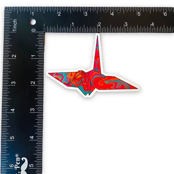 5/$15 Japanese Origami Crane Sticker Tie Dye Colorful Glossy Vinyl - Picture 3 of 8